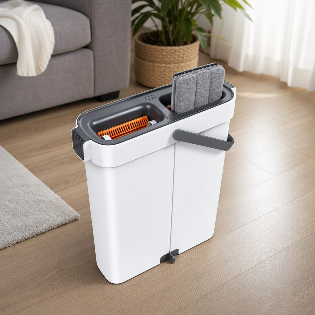 Set Mop Plat cu Sistem Rotativ Curatenie Profesionala Accesorii Incluse - in context de utilizare