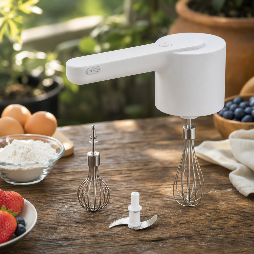 Mini Tocator Electric Multifunctional 2 in 1 cu Teluri Interschimbabile 300ml - in context de utilizare