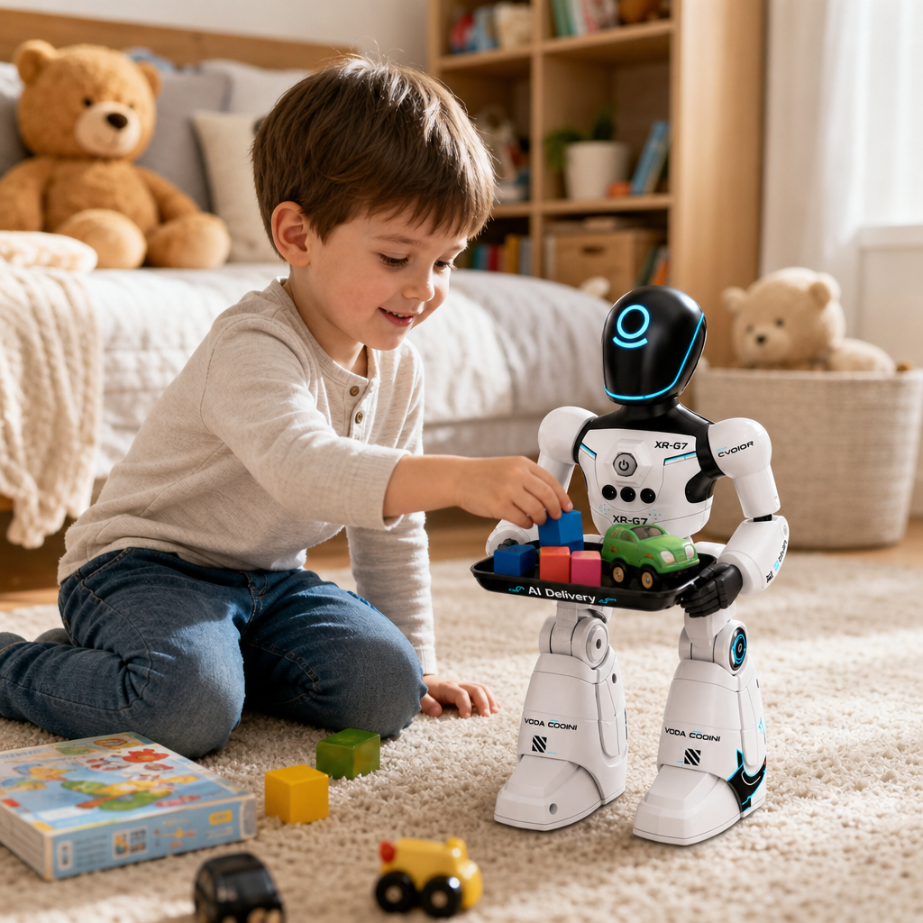 Robot Interactiv XR-G7 pentru Copii cu Comenzi Vocale Senzor Gesturi Telecomanda Muzica Dans - in context de utilizare