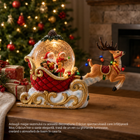 Decoratiune Craciun Santa in Sanie cu Ren LED Lumina Calda Ornament Festiv - in context de utilizare
