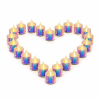 Set 24 lumânari LED Decorative cu Efect de Flacără, Finisaj Holografic și Lumină Caldă – 3,5 × 3,5 × 5 cm