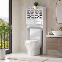 Dulap Organizator pentru Baie din PVC, cu Rafturi, 2 Uși și Sertar – Etajeră de Depozitare deasupra Vasului WC, Alb, 151 x 48 cm - in context de utilizare