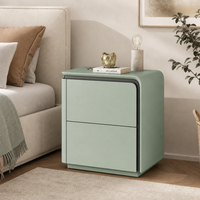Noptiera mint green cu 2 Sertare, MDF, 50x40x48cm cu design curbat - in context de utilizare