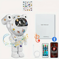 Proiector LED in forma de astronaut cu sunete si lumini, stickere autoadezive, conexiune Bluetooth - imagine 4