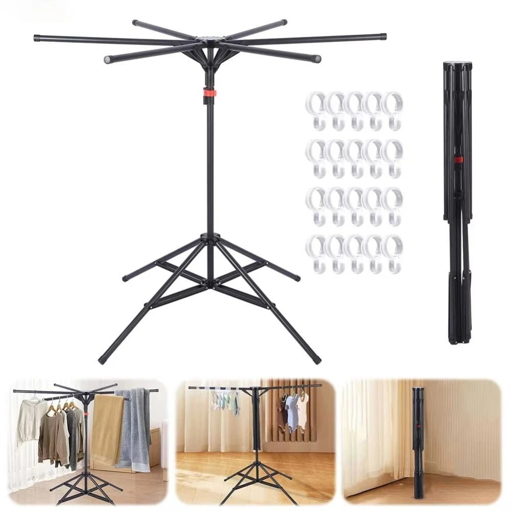 Uscator de rufe pliabil tip trepied, cu 6 brate rotative, 150 cm