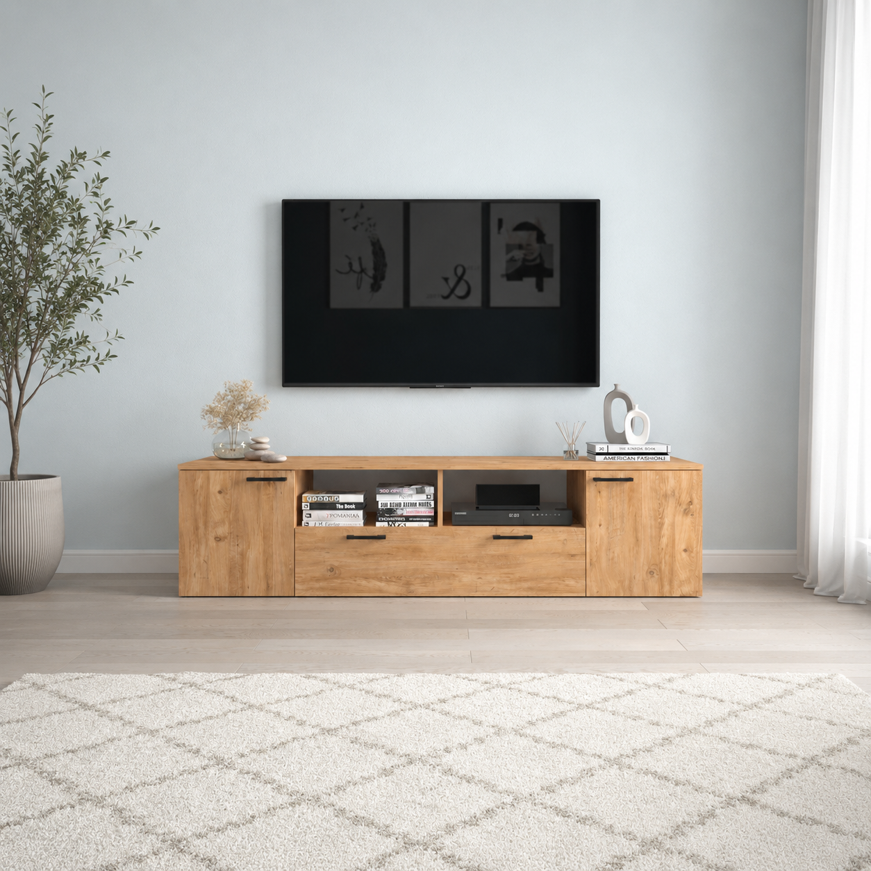 Comoda TV moderna din PAL 181,3x41x45,6 cm, pentru living