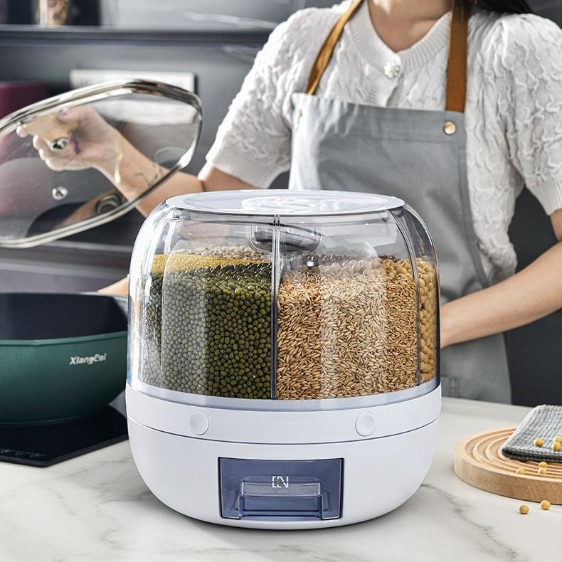 Dispenser rotativ pentru cereale, bomboane, 6 compartimente