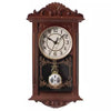 RESIGILAT - Ceas de perete vintage cu pendul, aspect lemn, 41 cm x 22 cm x 7 cm