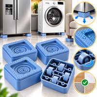 Universal Set 4 Picioare Inaltatoare Antiderapante cu Roti Integrate pentru Masina de Spalat Frigider Mobilier 7.5x4 cm Albastru - imagine principala