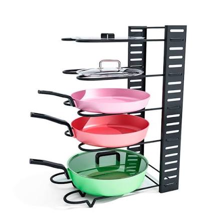Suport Organizator Pentru Oale Tigai Si Capace Cu Separatoare Reglabile 40x20x5cm Negru - detaliu produs