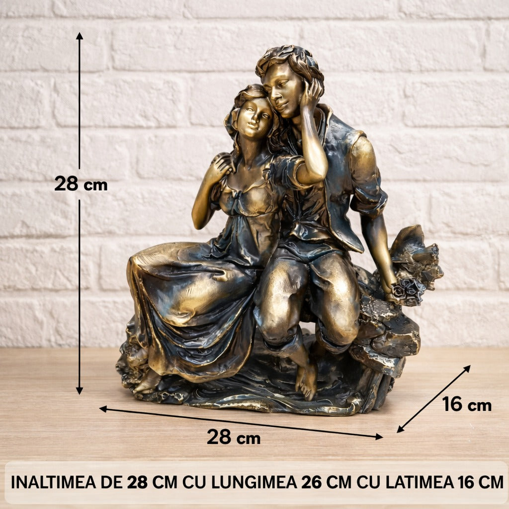 Statueta decorativa cuplu romantic – eleganta si emotie in detalii fine, 28 cm