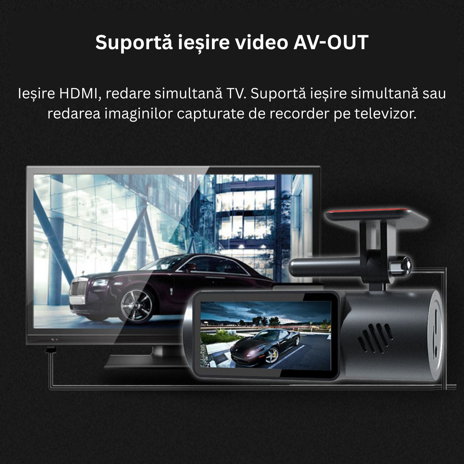 Camera auto DVR HD cu WiFi si conectare la telefon, vedere nocturna si inregistrare in bucla