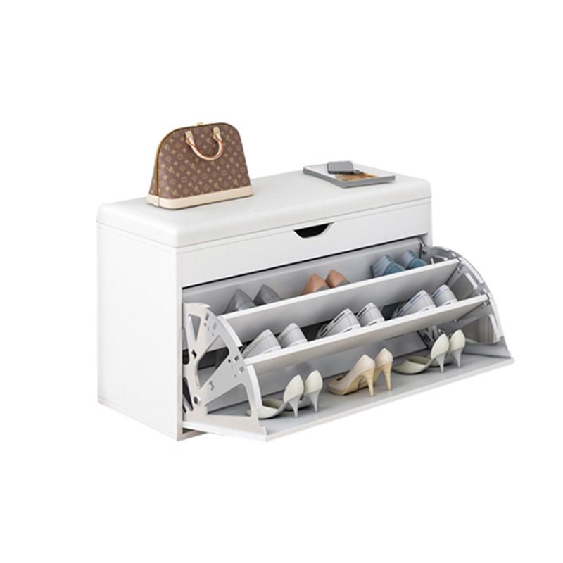 Dulap pentru pantofi tip bancheta, 100 x 34 x 51 cm, Alb/Maro