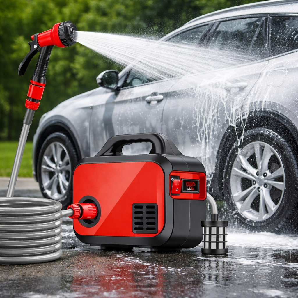 Aparat de spalat portabil cu presiune – baterie litiu detasabila, turbo 4 cilindri, display, Delixi