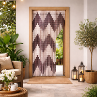 Perdea anti insecte tip margele PVC 90 x 200 cm, crem/maro, protectie si decor pentru usa - imagine 3