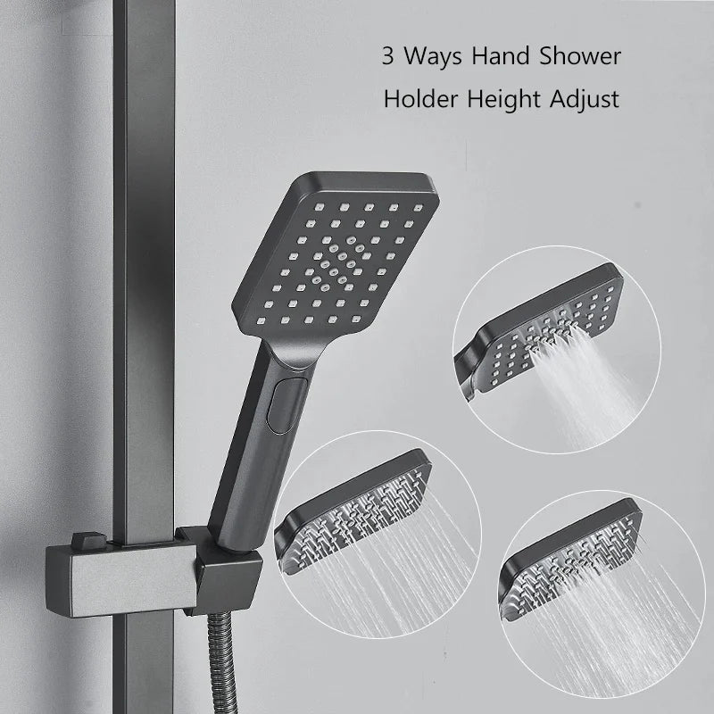 Coloana dus premium, cu termostat, 4 functii – set complet baie moderna