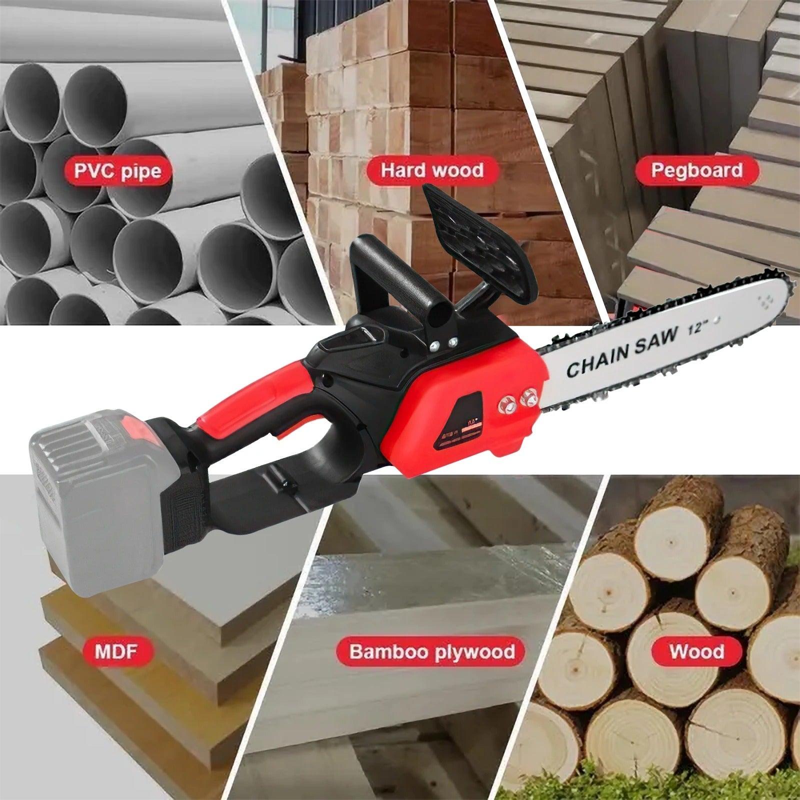 Drujba electrica cu lant 12 inch, cu 2 Acumulatori, 48V, Lithium, 4800rpm, 305mm