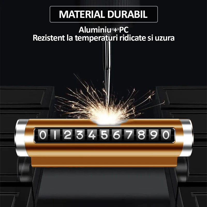 Suport numar de telefon pentru parcare auto, lipire cu banda dublu adeziva, ajustarea numerelor prin sistem de glisare