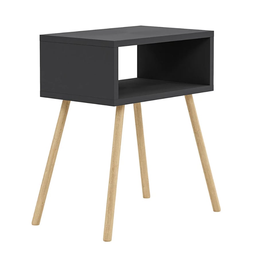 Noptiera cu picioare retro – 44 x 29 x 18 cm – cu raft de depozitare si design vintage