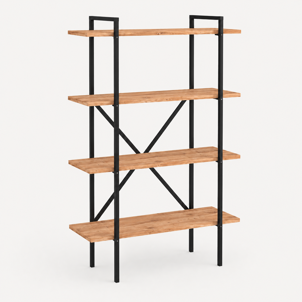 Biblioteca moderna din PAL si metal 90x29,7x159,6 cm, cu 5 rafturi, pentru carti si decoratiuni - imagine 4