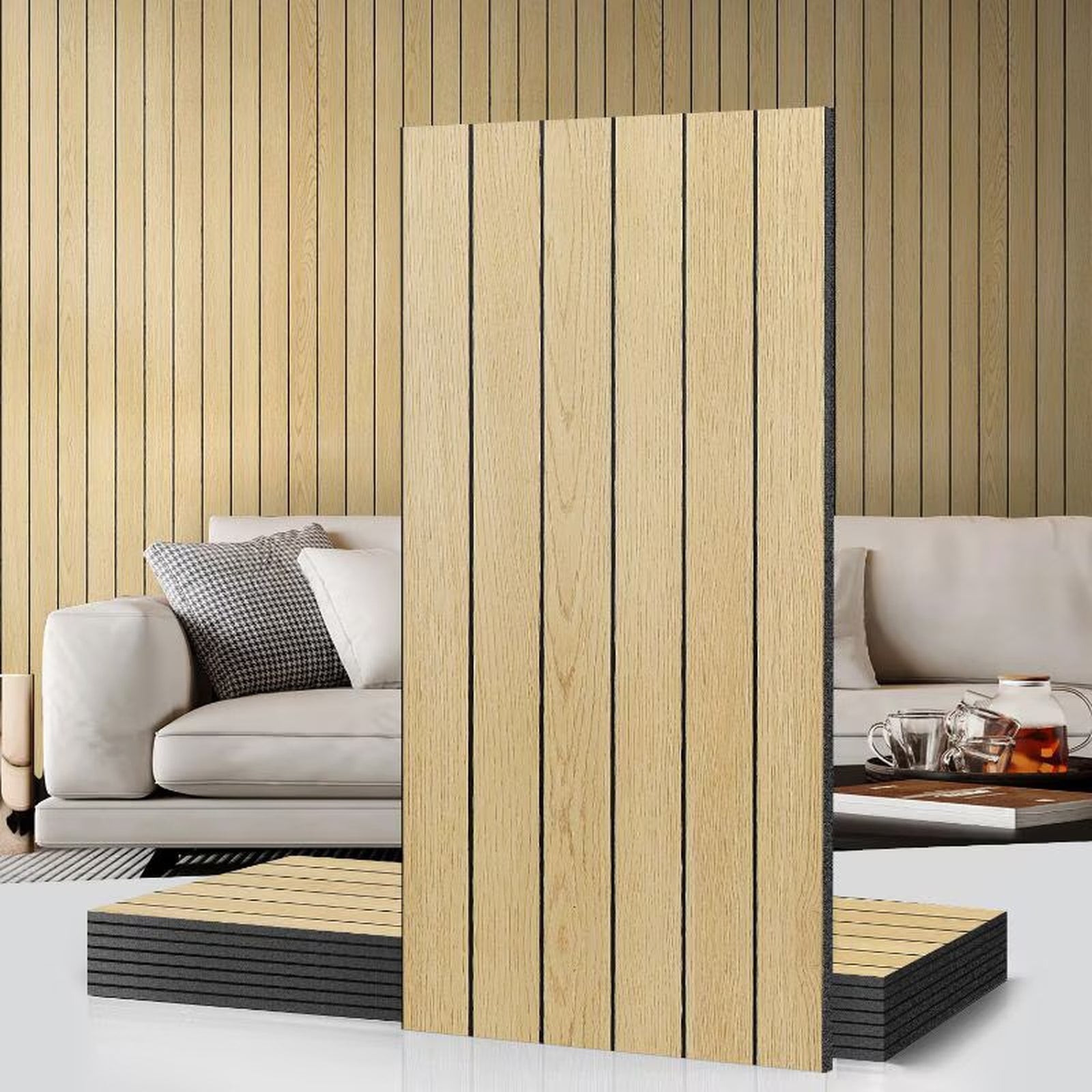 Tapet decorativ autoadeziv, aspect lemn vertical, 30x60cm, model 3D modern, pentru perete interior