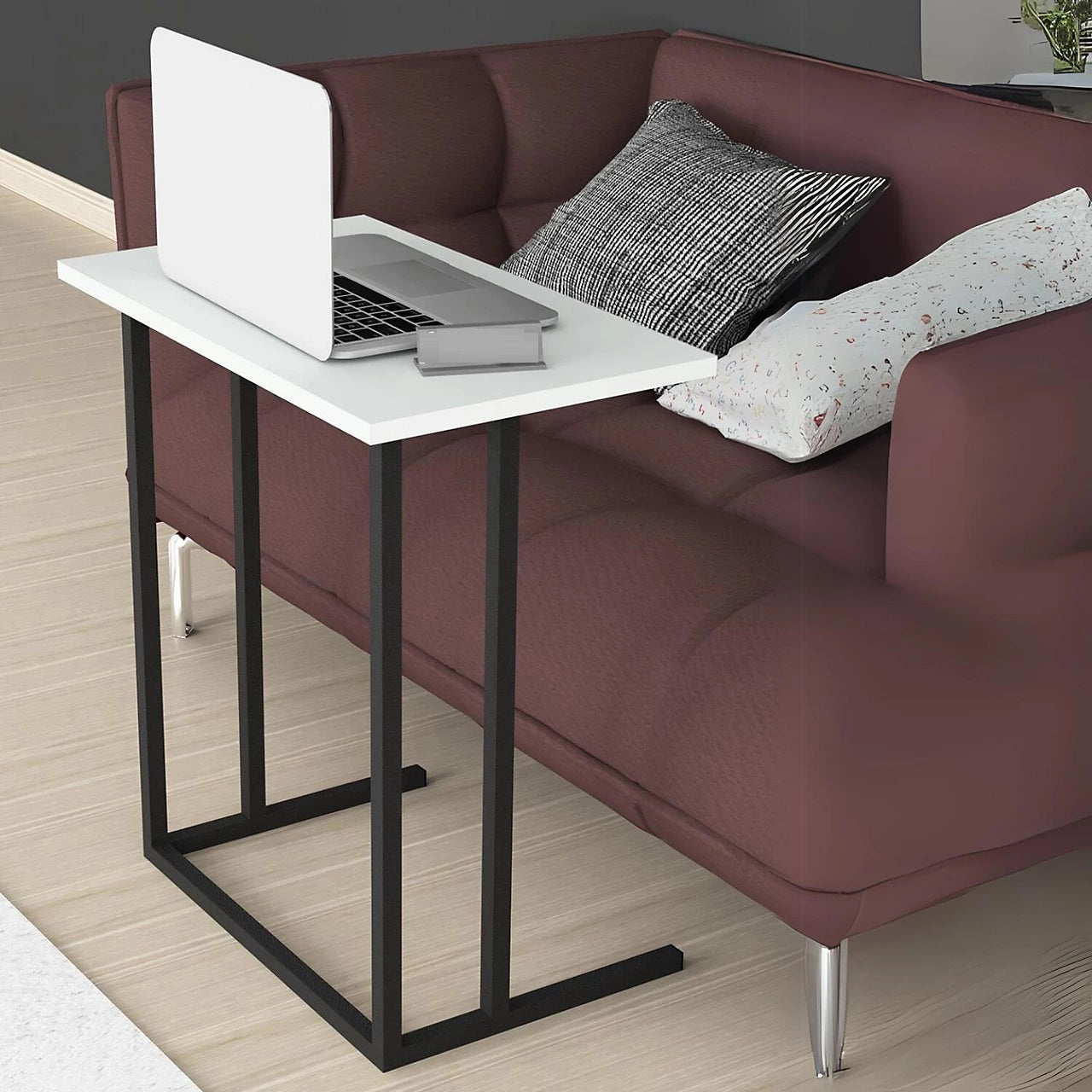 Masa cu picior metalic pentru laptop - mic dejun, 60x34.5x65.5 cm