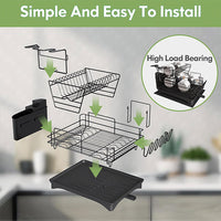 Scurgator vase, design auto-draining, organizator compact, negru, 42x29x29cm - imagine 7