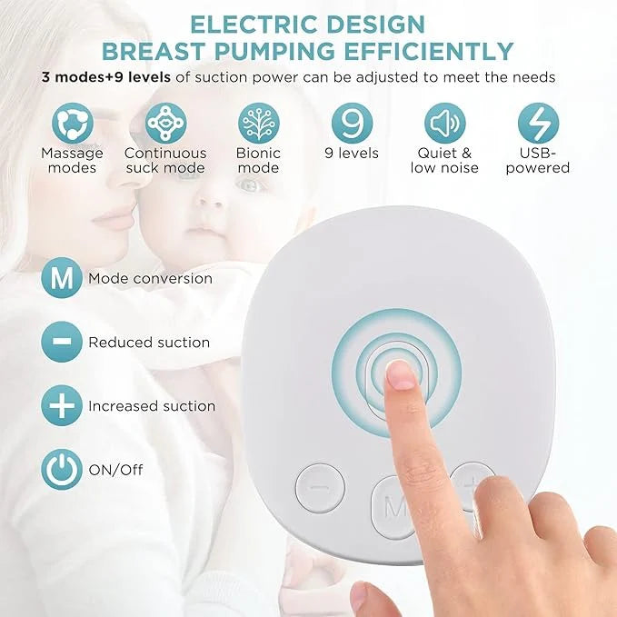 Pompa de San Electrica Dubla – 3 Moduri, 9 Niveluri, Anti-Reflux, Fara BPA, Alba, Portabila cu Alimentare USB