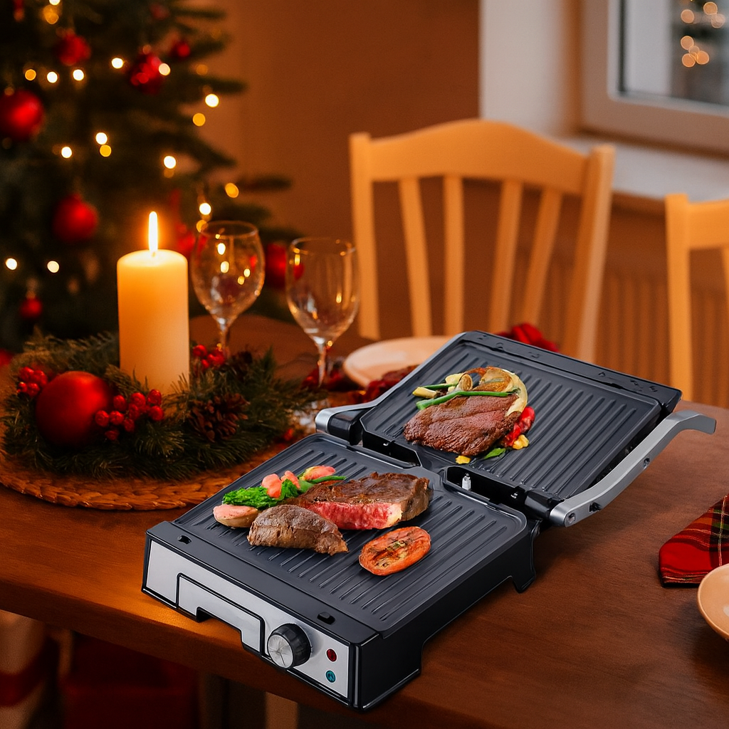 Gratar Electric RAF R.2687 – 2000W, cu Placi Rabatabile 180 Grade – Gatire Rapida pe Ambele Parti