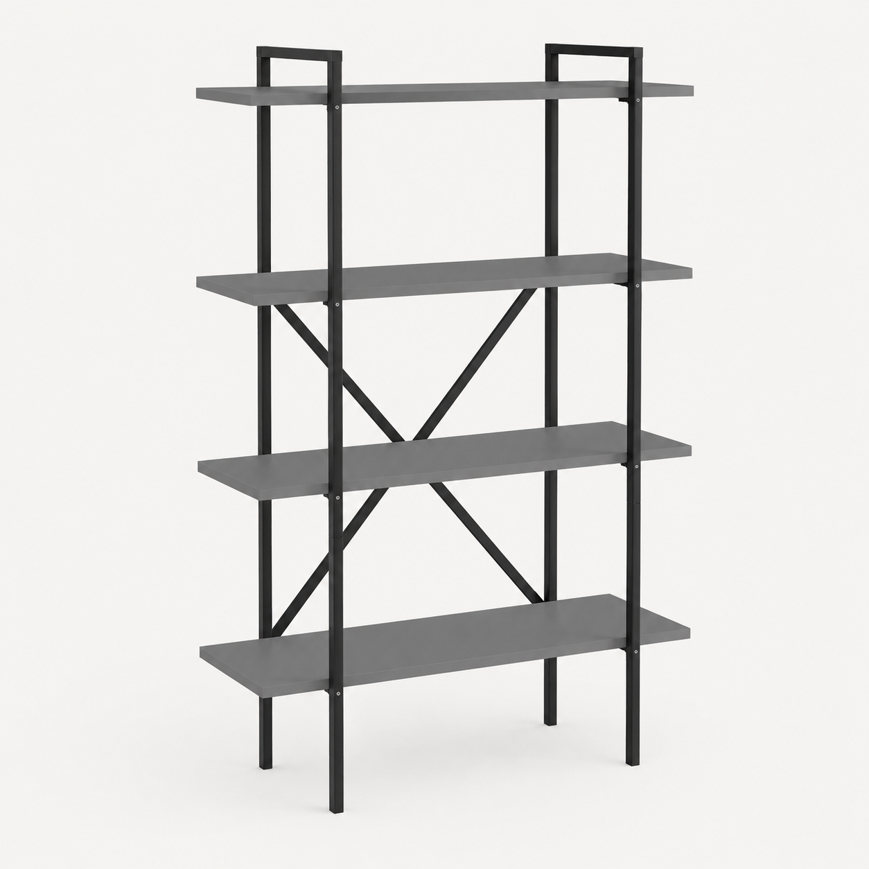 Biblioteca moderna din PAL si metal 90x29,7x159,6 cm, cu 5 rafturi, pentru carti si decoratiuni - imagine 6