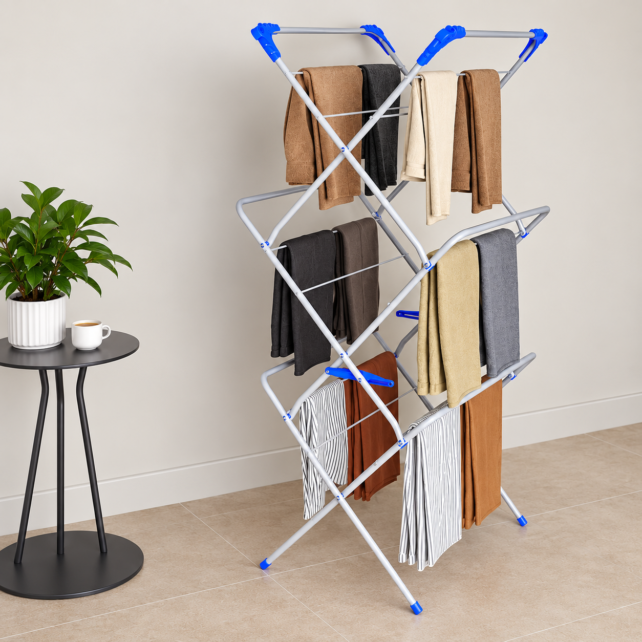 Uscator de rufe pliabil cu 3 niveluri, suport metalic pentru haine, 135 x 60 x 45 cm - detaliu produs