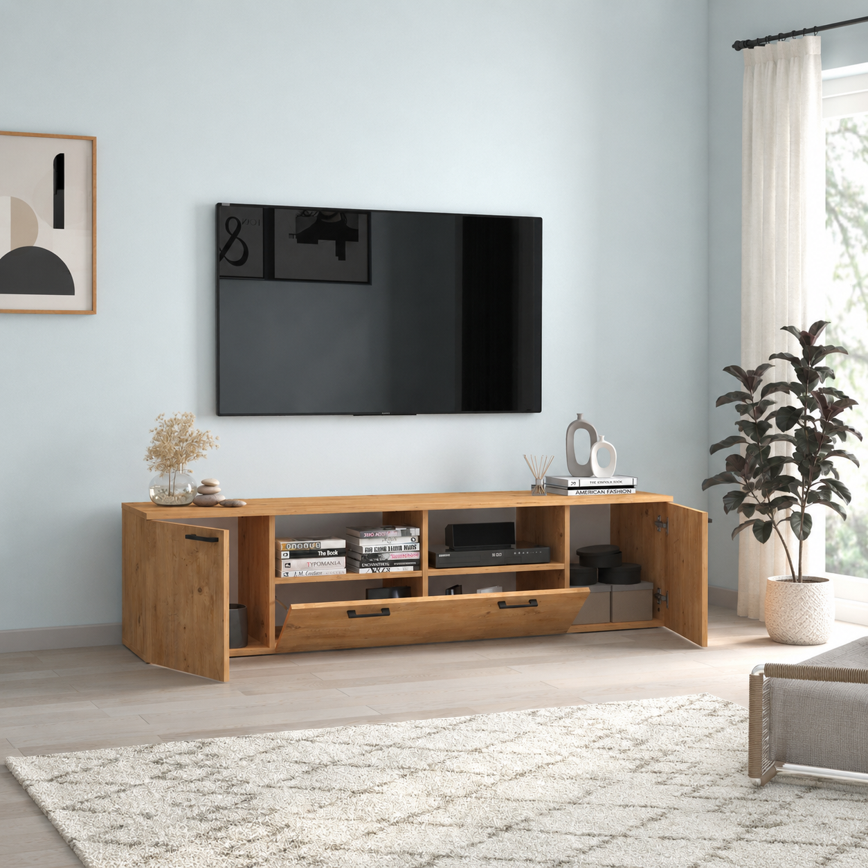 Comoda TV moderna din PAL 181,3x41x45,6 cm, pentru living