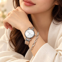 Set Cadou Elegant pentru Femei – Ceas de Mână și Brățară cu Pietre Strălucitoare, Design Modern și Rafinat, Cutie Cadou Inclusă - detaliu produs