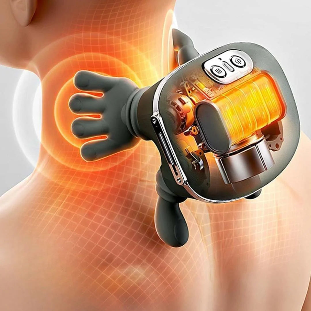 Aparat Masaj Cervical Multifunctional, 4D, 3 Intensitati, 2 Trepte Caldura 40/45°C, Wireless, Autonomie 70 min