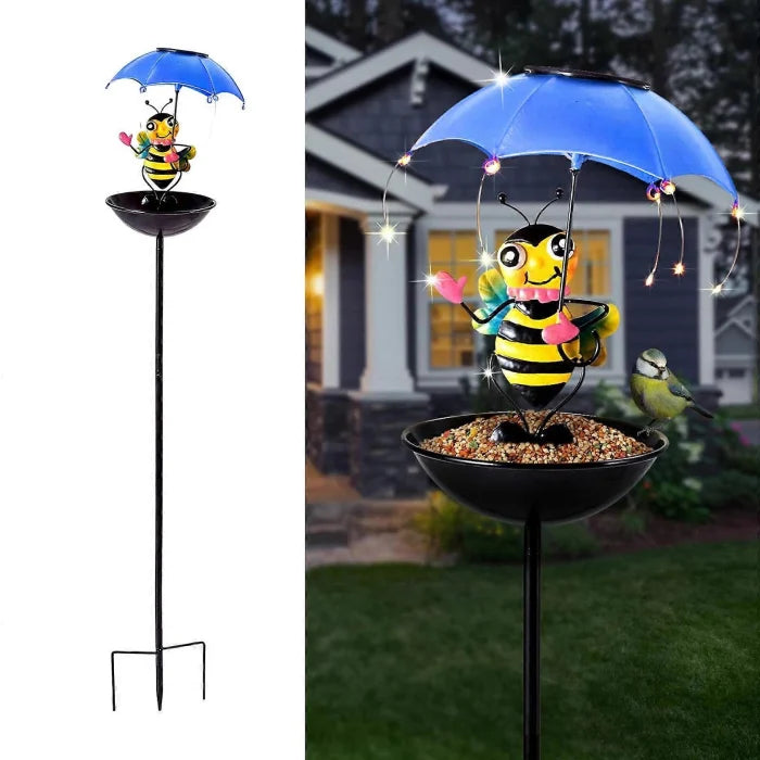 Set 2 Lampi Solare Decorative cu Hranitoare Pasari Model Albinuta Broscuta Gradina - detaliu produs