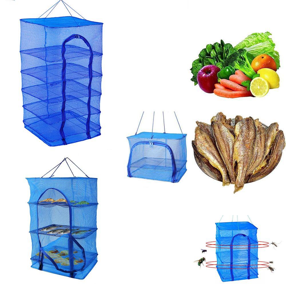 Plasă de uscare pliabilă cu agatatoare – Pentru Pește, Legume, Plante, Flori, Muguri  portabila, 4 niveluri cu suport, 40 x 40 x 60 cm