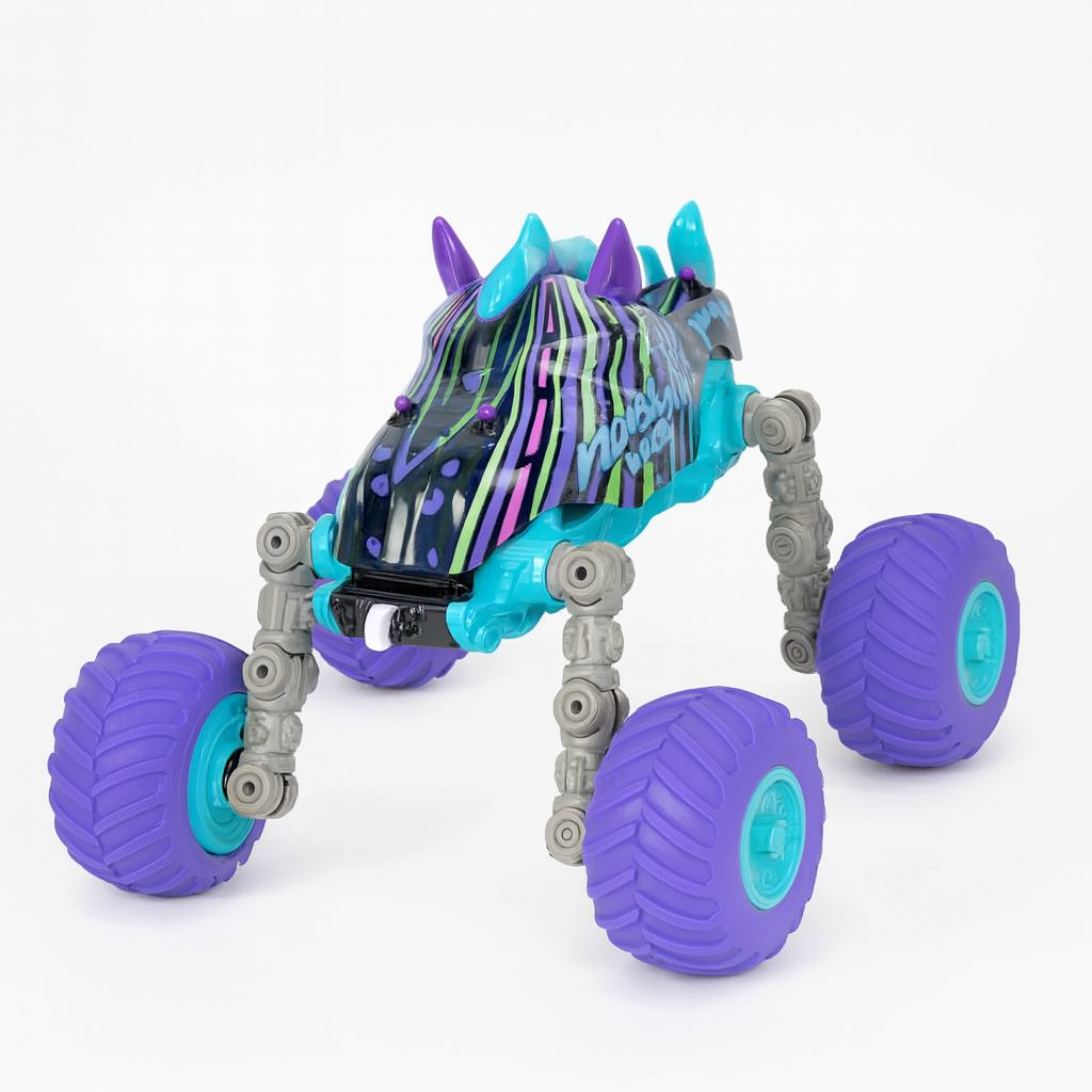 Masinuta pentru copii cu telecomanda, model Unicorn, transformabil, cu lumini LED