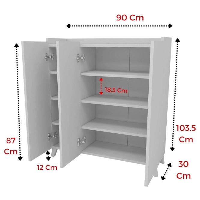 Dulap multifunctional cu 3 usi, Design scandinav modern 103.5 x 90 x 30cm