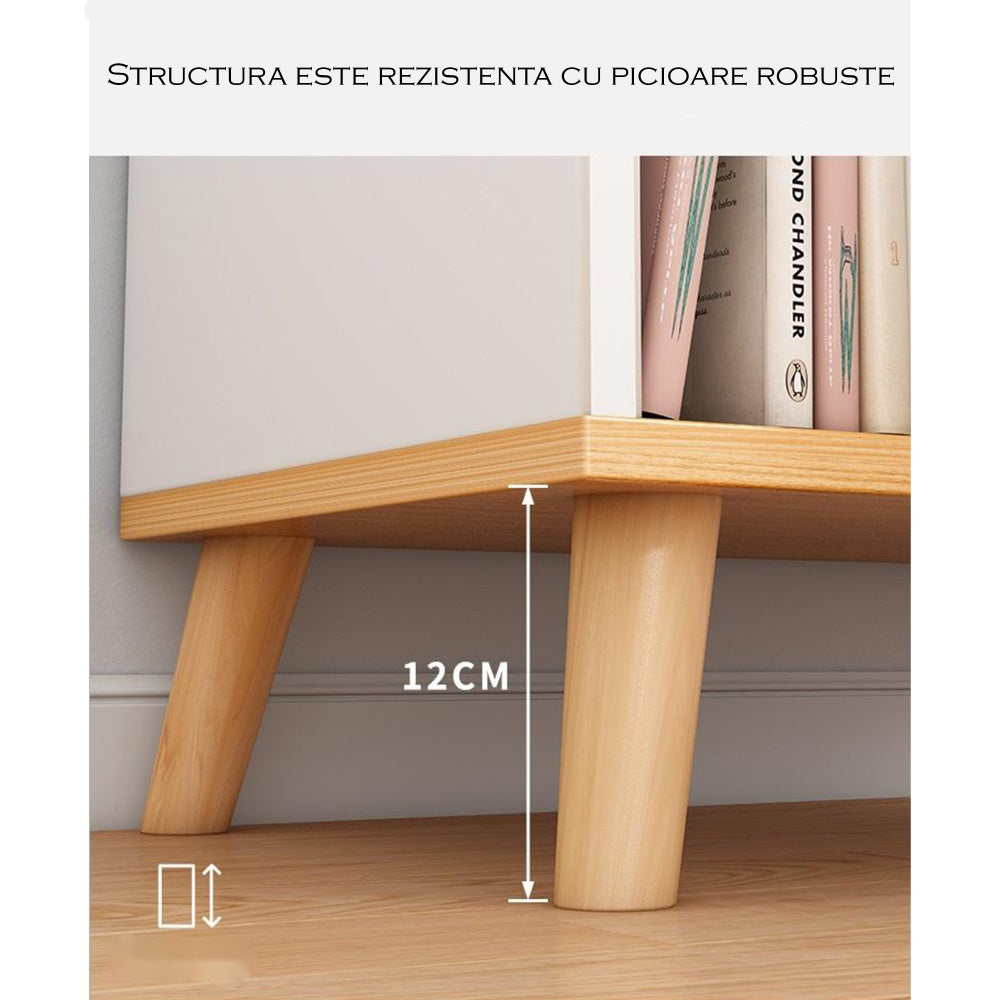 Noptiera moderna cu 3 polite si un sertar, 40x30x53cm