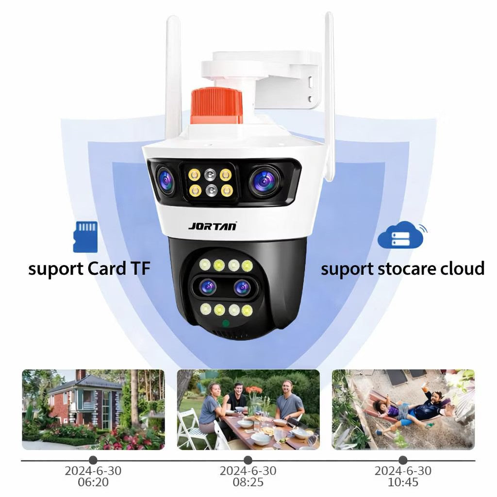 Camera supraveghere WiFi dubla 9MP PTZ, 4 lentile, vedere nocturna color, detectie miscare, audio bidirectional, IP66