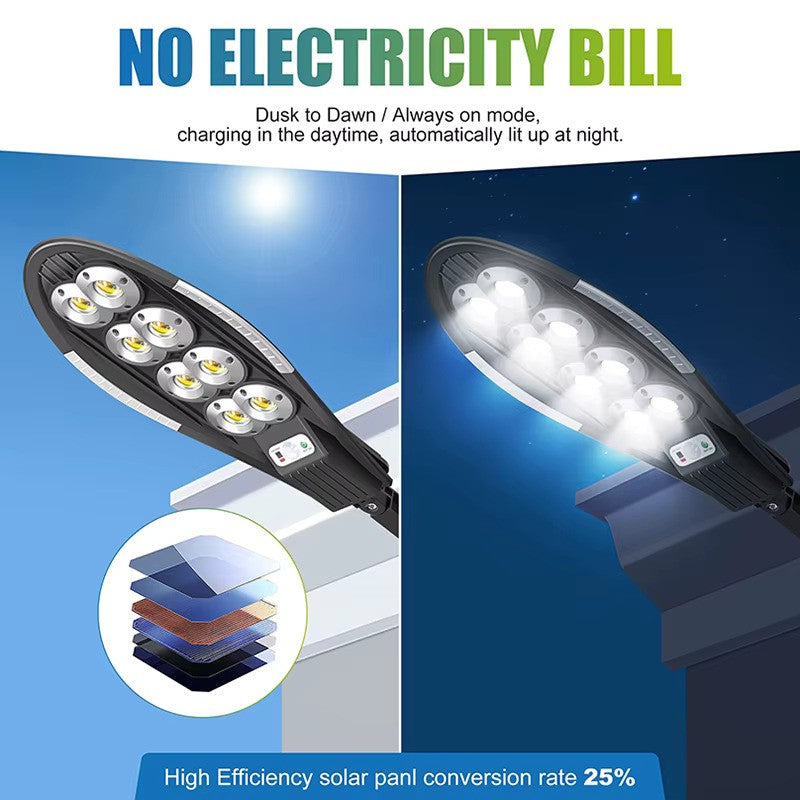 Lampa solară LED Exterior 200 COB cu Senzor de Mișcare, Telecomandă și 3 Moduri – Ultra Luminoasă, Rezistentă la Intemperii, Ideală pentru Curte, Grădină, Terasă