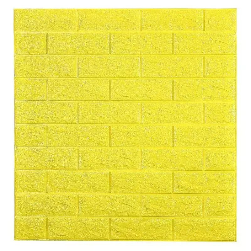 Tapet 3D caramida galbena auto-adeziv pentru interior, 70 x 77 cm