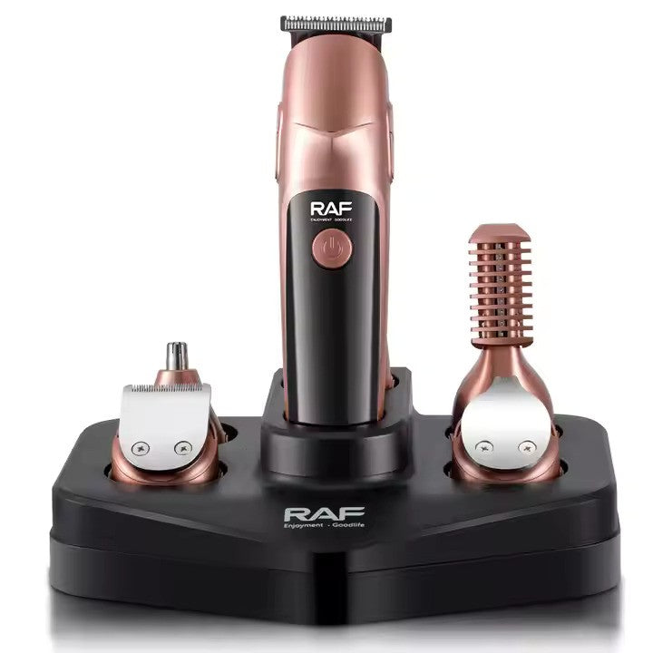 Aparat de tuns multifuncțional RAF R4021 cu 19 accesorii, baterie 600mAh, încărcare USB, culoare Rose Gold