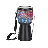 Boxa portabila bluetooth cu incarcare solara, design Darbuka, cu radio FM si lanterna, negru-inflorat - imagine 3