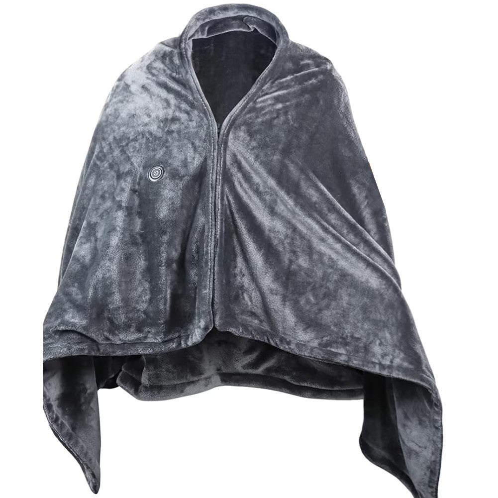 Patura electrica cu incalzire USB tip hoodie, 150x85cm, 3 niveluri de temperatura, gri