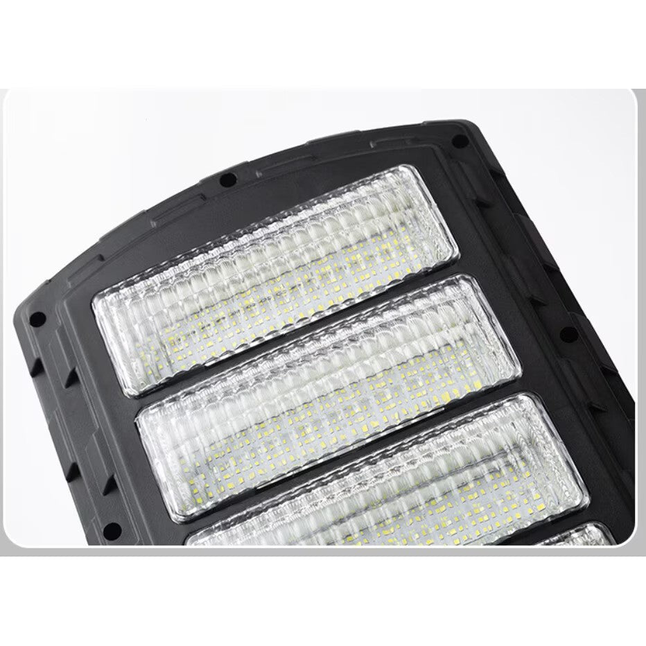Lampa Solara Stradala, Dreptunghiulara 600W cu 12 Celule Telecomanda si Suport Metalic, Lumina Puternica