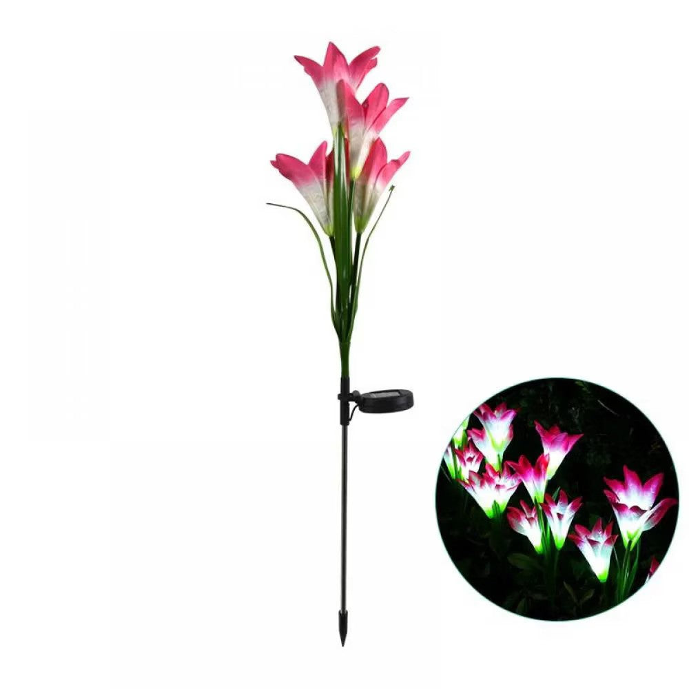 Set 2 lampi solare tip crin 75 cm pentru gradina iluminare decorativa exterior