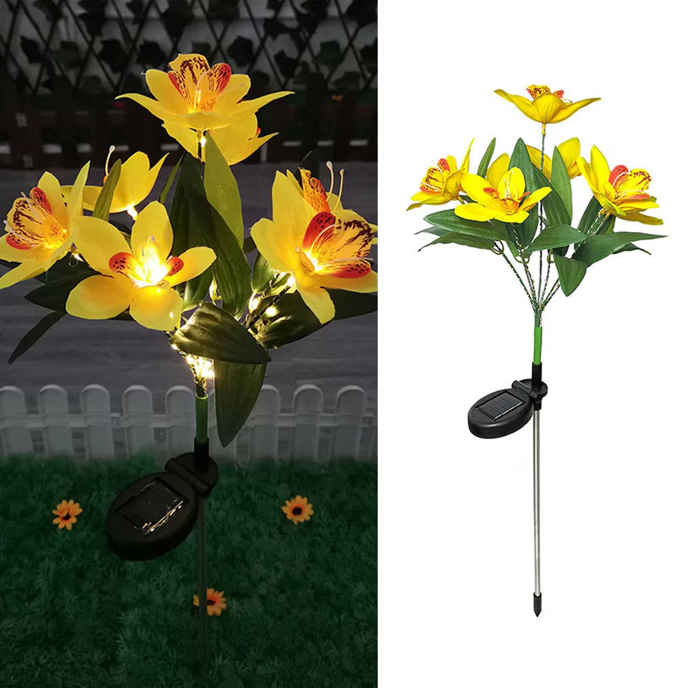 Set 2 lampi solare model Orhidee 70 cm pentru gradina iluminare decorativa exterior
