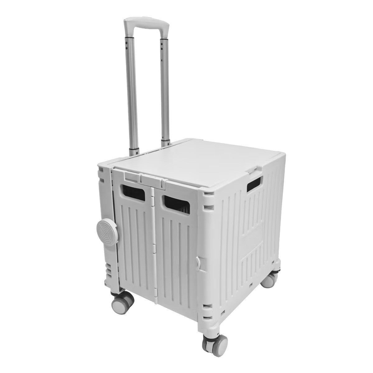 Carucior de cumparaturi pliabil 30L cu maner telescopic și roti, 39x35x48cm, Alb