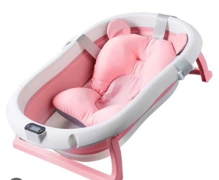 Cadita pliabila pentru bebelusi, cu suport pernuta, picioruse antiderapante